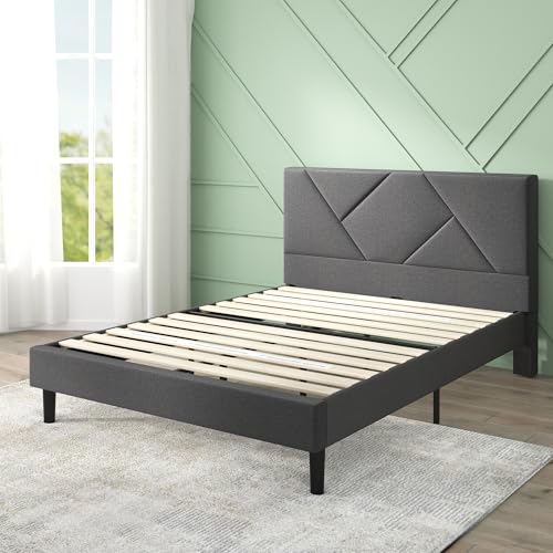 ZINUS Judy Upholstered Platform Bed Frame, Mattress Foundation, Wood Slat Support, No Box Spring Needed, Eco Friendly WonderBox (TM), Easy Assembly, Dark Grey, Queen ZINUS