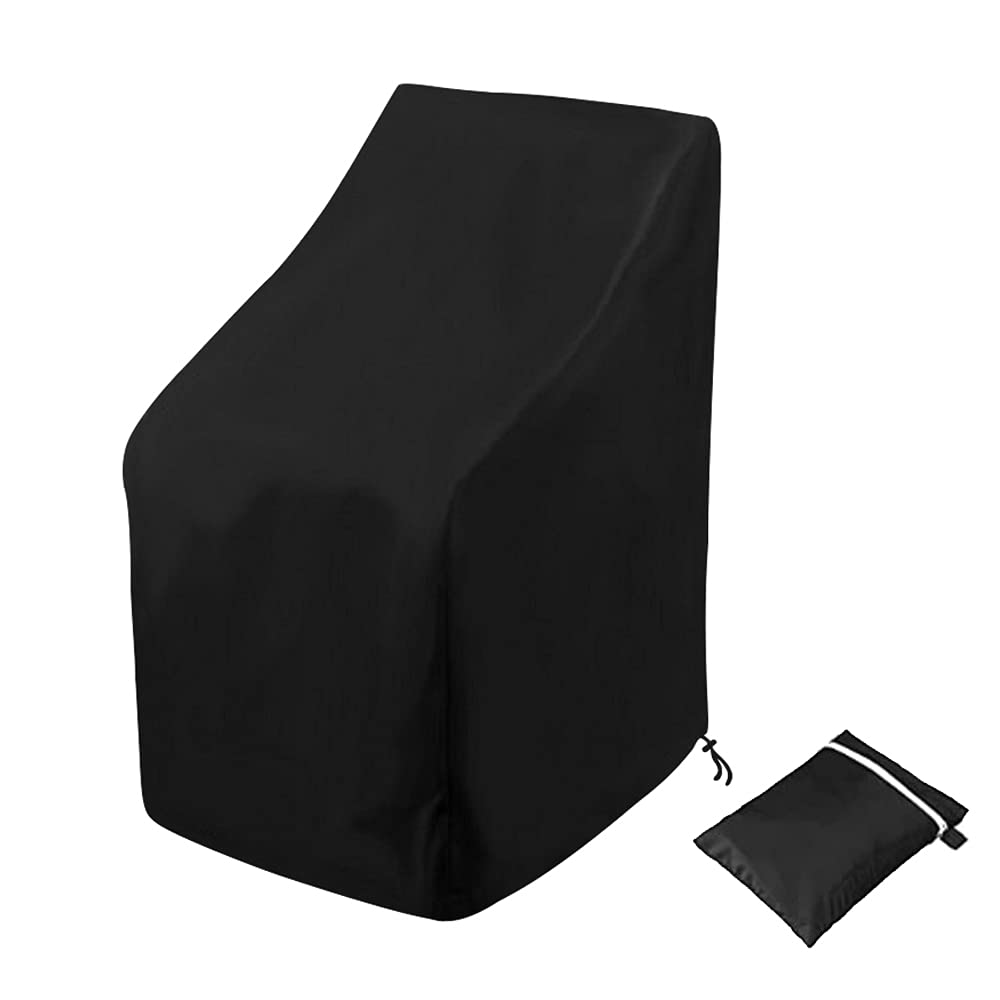 Stacking Outdoor Chair Cover Waterproof, Uranshin Outdoor Patio Furniture Covers Stacked Chairs 210D, Lounge Chair Covers Outdoor Stack Chairs for All Weather Protection, Black, 25"L x 25"W x 47”H Uranshin