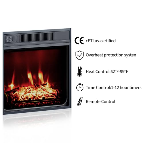 67" Fireplace TV Stand with Mantel, 18" Electric Fireplace Insert & Cabinets, Entertainment Center for Living Room or Bedroom, Fits TVs Up to 67", Remote Control, Brown PeakPursuit