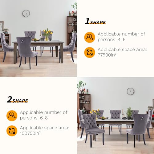 SoarFlash 5 Piece Extendable Dining Table Set for 4-8 Person, Wooden Dining Room Table with 4 Chairs for Gatherings, Meeting for Small Kitchens, Dining Office Areas(Grey/Grey) SoarFlash