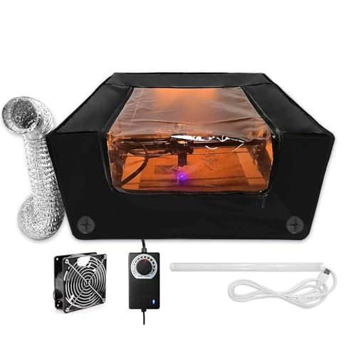 Laser Engraver Enclosure with LED Light,Ventilation Kit,Upgraded Fireproof Laser Engraving Machine Cover,Filtering Window,Smoke Vent,Noise Reduction,Dustproof Cover for Most Laser Cutter,650X650X330mm Makacces