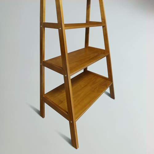 Casual Home 100% Solid Wood 5-Shelf Ladder Bookcase, 24.75" W x 16" D x 72" H, Chestnut, 5-Tier Freestanding Ladder Shelf Casual Home