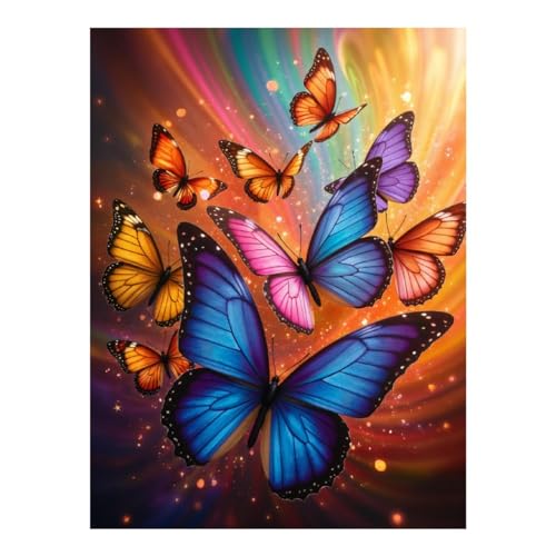TZTTZT Diamond Art Kits for Adults - Vibrant Butterfly Kaleidoscope Scene Diamond Painting Kits for Adults Beginner, Frameless Diamond Painting Craft for Home Wall Decor TZTTZT