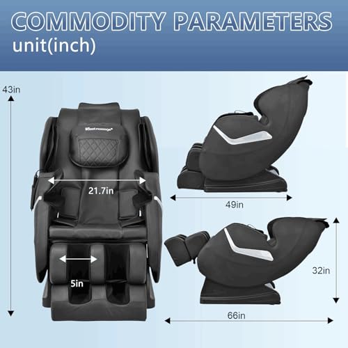 BestMassage Massage Chair Zero Gravity Full Body Electric Shiatsu Massage Chair Recliner with Foot Rollers Built-in Heat Therapy Air Massage System Stretch Vibrating for Home Office(Black) BestMassage