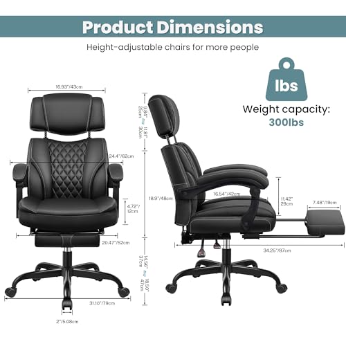 Executive Office Chair, Gaming Chairs with Footrest, Home Office Desk Chair, Ergonomic Computer Chairs with Lumbar Support, Suitable for Office and Home Use fidom
