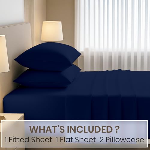 Kotton Culture 4 Pc Full Sheet Set - 1000 Thread Count 100% Egyptian Cotton Premium Hotel Luxury Bedding - Sateen Weave Soft Cooling Durable Bedsheet - 16" Deep Pocket Sheets - Navy Blue Kotton Culture