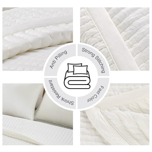 Max Oversized California King Quilt Set – 112"x106"Soft Washed Lightweight Bedspread,Multi-Lock Quilting,Minimalist Nordic Bedding, Spring & Summer Quilt Set (1 Quilt + 2 Pillow Shams), Cream White DAWNDIOR