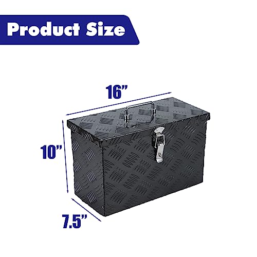 bchsadvb Truck Tool Box Aluminum Pickup Small Truck Bed Toolbox 5 Bar Tread Pattern Truck Storage Trailer Box with Lock 16"X7.5"X10" for Pickup,Truck Bed, RV, Trailer,Heavy Duty Waterproof Black box bchsadvb