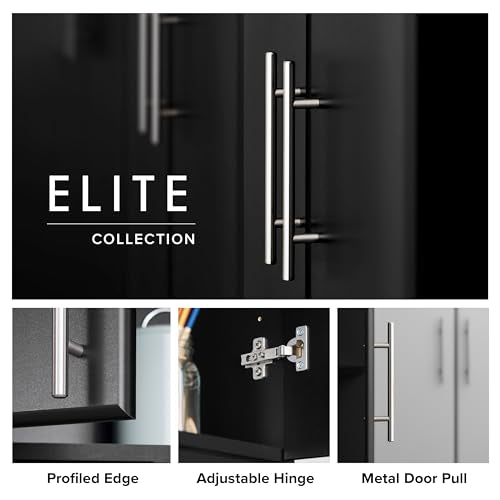 Prepac Elite 24" Storage Cabinet, Black Storage Cabinet, Bathroom Cabinet, Pantry Cabinet with 3 Shelves 16" D x 24" W x 65" H, BES-2464 Prepac