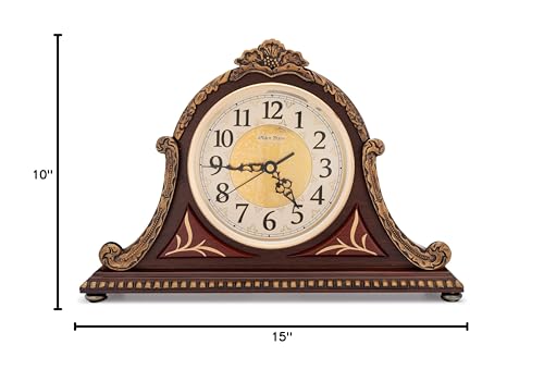 Olden Days Mantel Clock with Real Wood, 4 Chime Options, Antique Vintage Design Olden Days