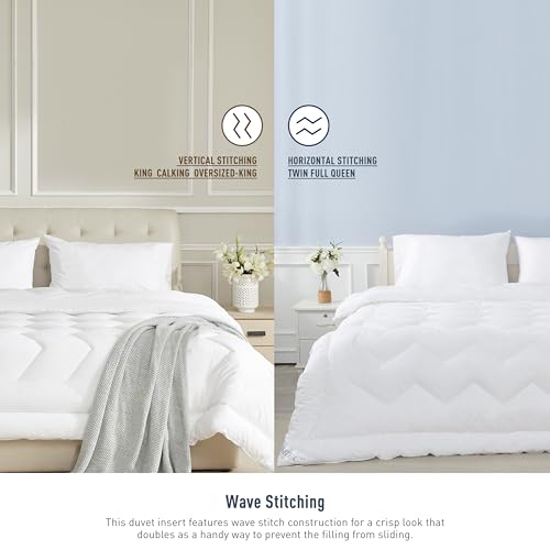 HOMTEC Duvet Insert Cotton Comforter California King Size White Down Alternative Fill 100% Cotton Shell Quilted Fluffy Comforter Lightweight All Season 8 Corner Tabs Durable Breathable Noiseless HOMTEC