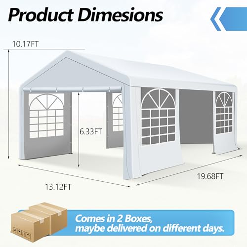 HOWSVN 13'x20' Party Tent Heavy Duty, Large Event Tent with Removable Sidewalls & 4 Sand Bags for Outdoor Events, Weddings, Parties HOWSVN