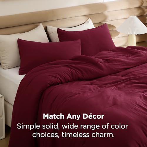 Bedsure California King Comforter Set, Dark Red Soft Prewashed Bedding for All Seasons, 3 Pieces GentleSoft™ Bed Set, 1 Lightweight Comforter (104"x96") and 2 Pillowcases (20"x36") Bedsure