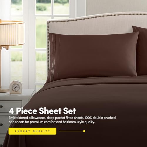 1500 Supreme Collection King Sheet Sets Brown - Luxury Hotel Bed Sheets and Pillowcase Set for King Mattress - Extra Soft, Elastic Corner Straps, Deep Pocket Sheets, King Brown Sweet Home Collection