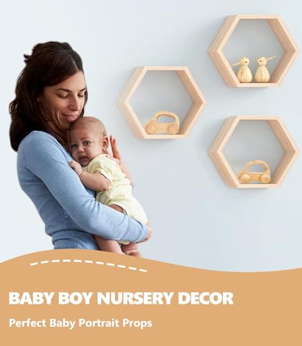 Wooden Baby Cars Toys, Montessori Toys for Babies 0-6-12 Months, Wooden Toys for Toddlers 1-3, Boy Nursery Neutral Nursery Decor Wood Rattle Baby Push Cars TUOWITA
