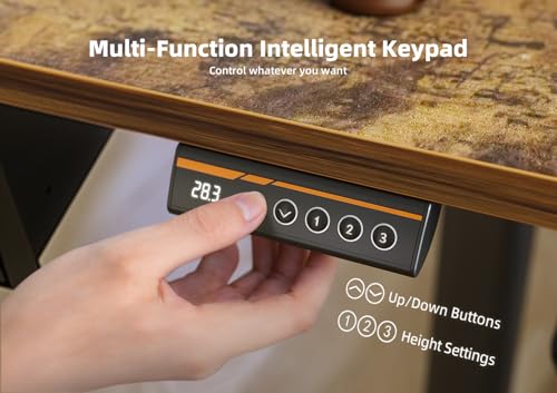 YDN Standing Desk with Keyboard Tray, 55 Inch Height Adjustable Desk, Brown Stand Up Desks for Home and Office, 55inch Rustic Brown YDN