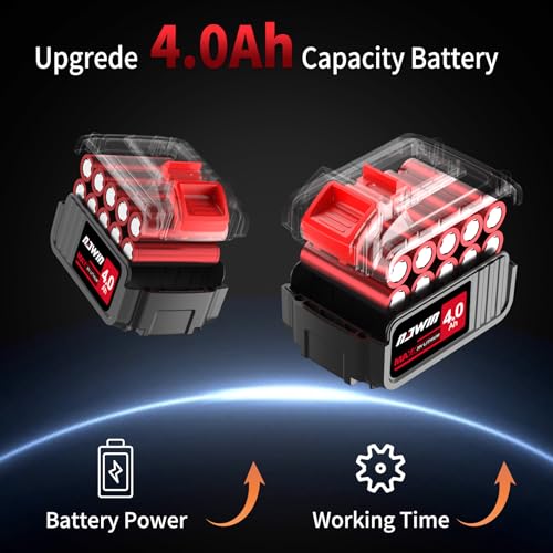 NAWIN 4 inch Cordless Angle Grinder Kit, variable speed grinder, 2×4.0Ah Li-Ion Battery&Fast Charger,9000RPM Brushless Motor, Battery Angle Grinder Tool for Metal Wood, Ergonomic Position Handle NAWIN