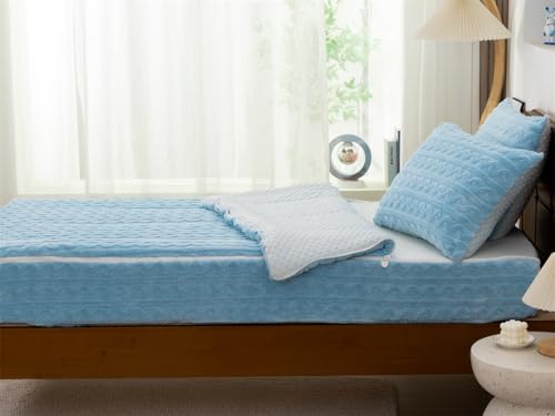 Aimuan Kids Zippered Comforter Set - Blue Fleece Zipper Bedding for Girls (Twin, Blue) Aimuan