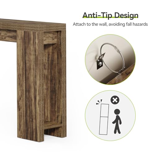 LITTLE TREE 70.9-Inch Long Entryway Table, Narrow Farmhouse Sofa Console Table for Living Room, Hallway, Walnut Brown LITTLE TREE