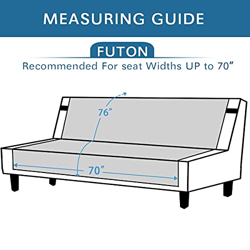 H.VERSAILTEX Reversible Futon Cover Water Repellent Armless Sofa Slipcover Washable Furniture Protector with Adjustable Elastic Strap Anti-Slip Futon Bed Cover for Dogs 70" Width Seat(Dark Teal/Beige) H.VERSAILTEX