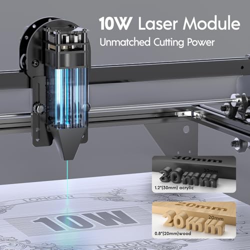 Longer RAY5 10000mW Laser Engraver, Wood/Leather/Acrylic Engraving Cutting Machine, DIY Desktop Laser Cutter with Safety Protection, Air Assist & 3 in 1 Roller Longer