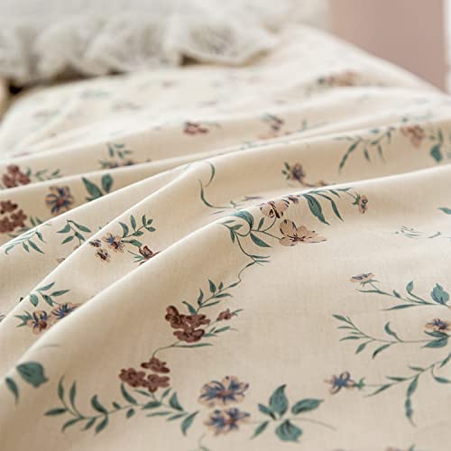 Jane yre Duvet Cover Queen Floral, Brushed Microfiber 3 Pieces Bedding Set, Garden Style Vintage Floral Queen Duvet Cover Flower, with Zipper Closure, Luxury Soft Breathable Comfy Jane yre