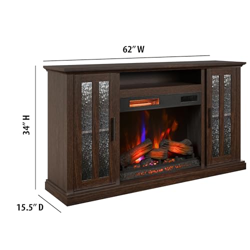 duraflame® Electric Fireplace TV Stand, Farmhouse Media Mantel with Storage, Stromburg Oak Duraflame