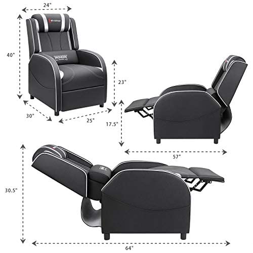 Devoko Massage Gaming Recliner Chair PU Leather Home Theater Seating Single Modern Living Room Sofa Recliners (Silver) Devoko