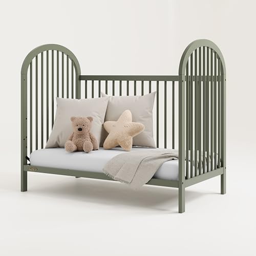Graco Olivia 3-in-1 Convertible Crib (Olive) – GREENGUARD Gold Certified, Converts to Daybed and Toddler Bed, Fits Standard Full-Size Crib Mattress, Adjustable Mattress Height, Easy-to-Match Style Graco
