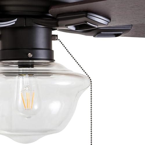 Prominence Home Abner Modern Farmhouse 52 Inch Ceiling Fan with Light, Outdoor Fan/Indoor Tri-Mount LED Ceiling Fan with 5 Blades, Silver Oak and Maple Brown Blade Finish Options, Bronze (80091-01) Prominence Home