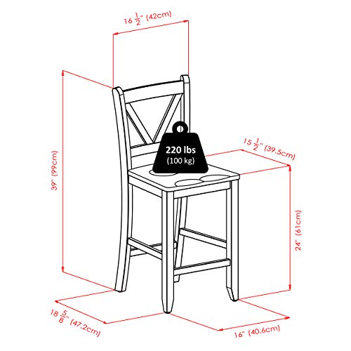 Winsome Wood Victor 2-Piece V-Back Counter Stools, 24-Inch, Brown Winsome