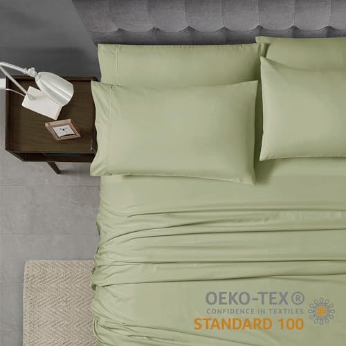 Home Collection Micro Caress Luxurious Sheet Set, 90GSM 3 -Piece Twin with 1 Additional Pillowcase, Sage Color Cathay Home