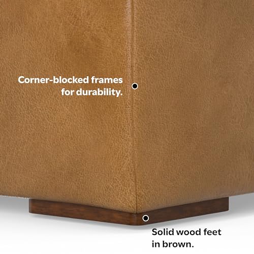 SIMPLIHOME Rex 3-Seater Modular Sofa in Full-Grain Genuine Leather, Sienna, 122-inches Wide, Handcrafted Modern-Style Leather Couch for Living Room and Family Room SIMPLIHOME