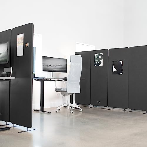 VIVO Freestanding 72 x 66 inch Privacy Panel, Cubicle Divider, Acoustic Wall Partition, x3 24 inch Panels, Dark Gray, PP-3-T072D VIVO