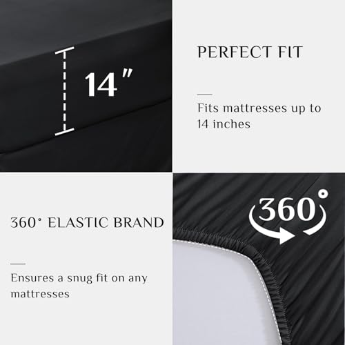 JOLLYVOGUE Queen Comforter Set 7 Pieces, Black Bed in a Bag Comforter Set for Bedroom, Bedding Comforter Sets with Comforter, Sheets,Ruffled Shams & Pillowcases JOLLYVOGUE