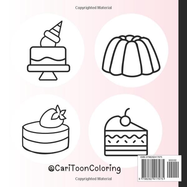 Cake Coloring Book: Kawaii sweets Coloring for Kids and Adults WoodArtSupply