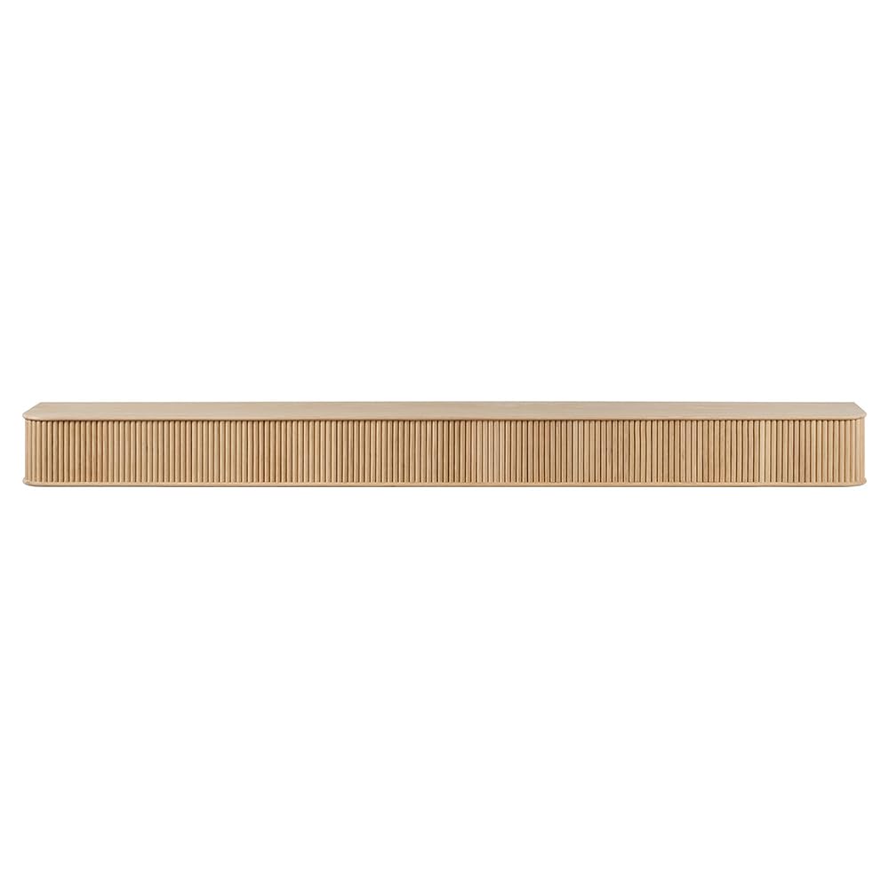 Modern Ember Alfama 60 Inch Fireplace Wood Mantel Shelf with Fluted “Reed” Details | Natural White Oak Wood | Unfinished | DIY Mounting Hardware Included | 60" W x 6" H x 8" D Modern Ember