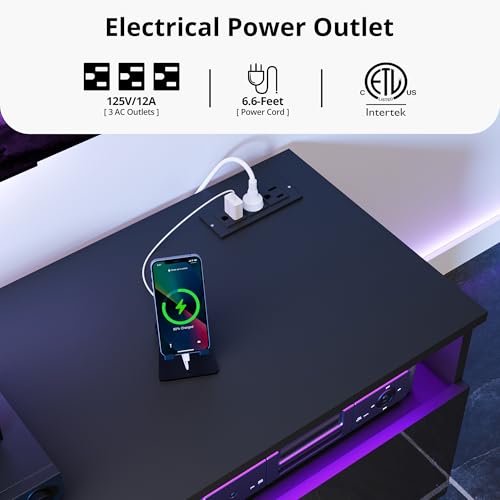 Cozy Castle Fireplace Tv Stand with 30”Electric Fireplace Up to 75" Tvs,LED High Gloss Modern Tv Stand for 65 70" Tv,Entertainment Center Tv Console with Storage,Charging Station for Living Room,Black Cozy Castle