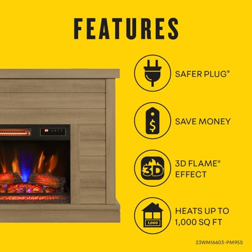 duraflame® Shiplap Wall Mantel Electric Fireplace, Calvin Brown Duraflame