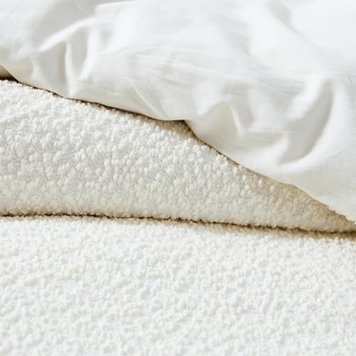 Lush Decor Lotti Boucle Duvet Cover 3 Piece Set King Soft White - White Duvet Cover- Textured Cozy Bedding Set - Modern Minimalist Decor Lush Decor