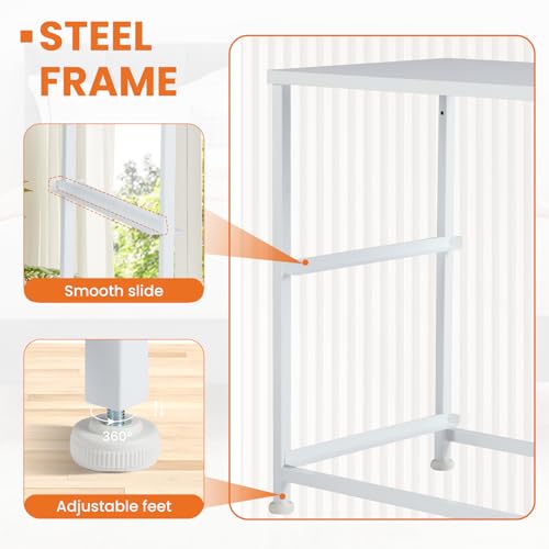 Sweetcrispy Nightstand with 2 Storage Drawers, 20" Height Small Bed Side Furniture End Table, Wooden Top Fabric Cabinet Kids Night Stand Mini Dresser for Bedroom, Closet, Entryway, Dorm, White Sweetcrispy