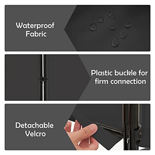 Spurgehom 3 Panel Rolling Room Divider, Folding Partition Privacy Screens, Freestanding Fabric Room Panel, Portable Folding Wall Divider for Office, Room, Restaurant, Hospital (Black) Spurgehom