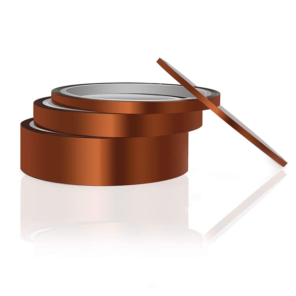 ELEGOO 4 Rolls 108FT High Temp Tape, 4 Pack Polyimide High Temperature Resistant Tape Multi-Sized Value Bundle 1/8’’, 1/4’’, 1/2’’, 1’’ with Silicone Adhesive for Masking, Soldering etc. ELEGOO