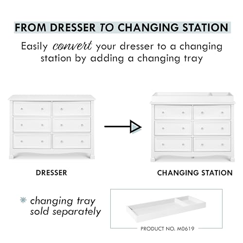 DaVinci Kalani 6-Drawer Double Wide Dresser in White DaVinci