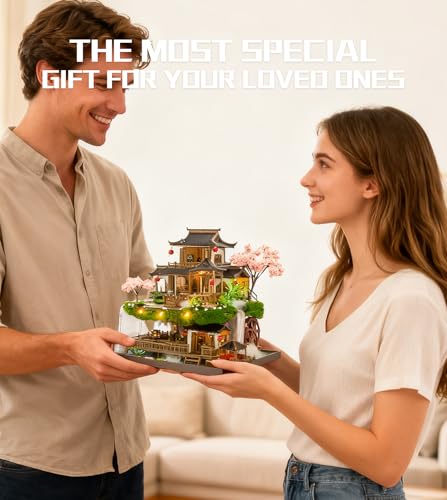Spilay DIY Miniature House Kit, Fairyland Miniature Dollhouse Kit with Music Box, Mini House Building Kit Book Nook for Adult, Creative Bookshelf Decoration & Unique Gift