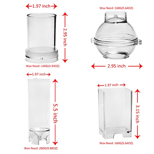 MILIVIXAY 4pcs Plastic Candle Molds - Including Pillar, Cylinder, Rectangle and Sphere Molds for Beeswax