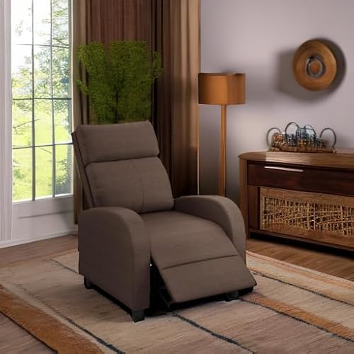 Homall Recliner Chair, Recliner Sofa for Adults, Recliners Home Theater Seating with Lumbar Support, Reclining Sofa Chair for Living Room (Fabric, Brown)