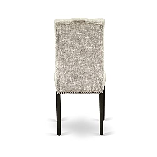 East West Furniture X677EL635-9 9-Piece Dining Set - Dinner Table Rectangular Top - 8 Beautiful Dining Chairs Padded Seat and Back (Distressed Espresso & Wire Brushed Black Finish) East West Furniture