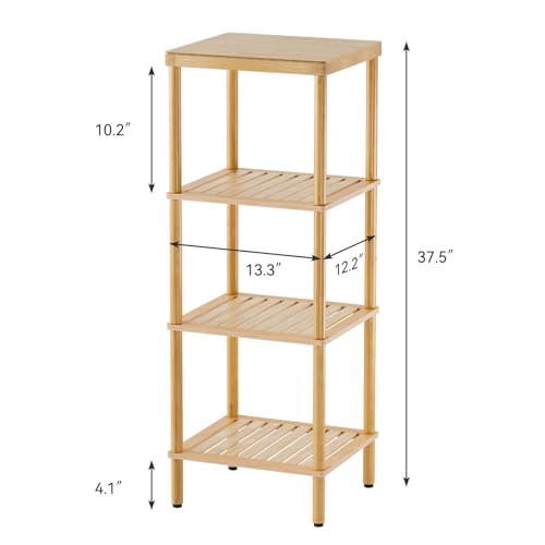 AmazerBath Eco-Friendly 4-Tier Bamboo Storage Shelf - Versatile Rack for Home and Bathroom AmazerBath