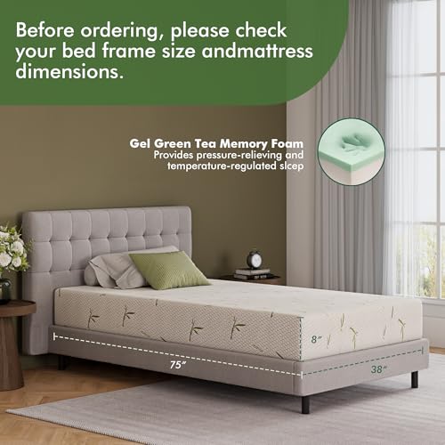 Emerspring 8 Inch Twin Gel Memory Foam Mattress Medium-Firm Mattress, Premium Pressure, Mattress in a Box, CertiPUR-US Certified Emerspring